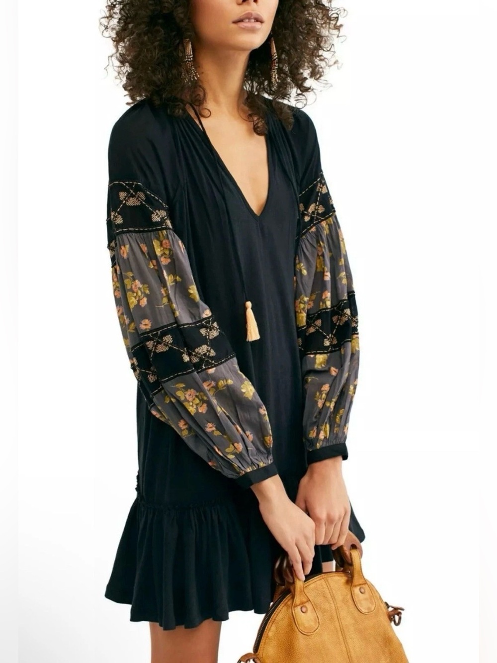 Free People Mix It Up Tunic Dress in black